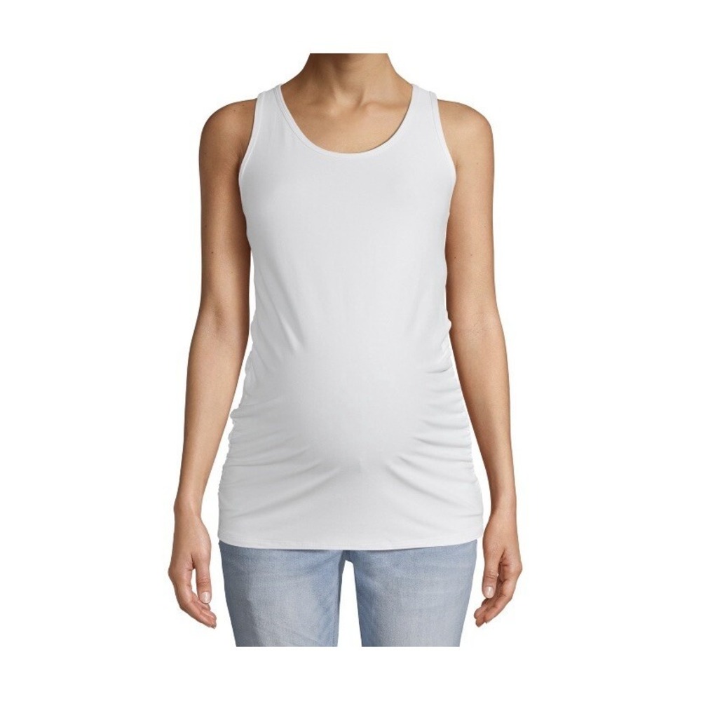 Time and Tru Womens Maternity Tank Top New with Tags White Medium 8-10 Ruched - Picture 3 of 6